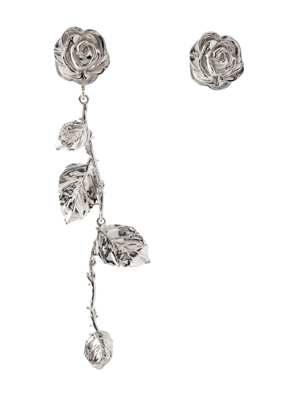 NIB Magda Butrym Clip On hFloral Drop Earrings in Silver